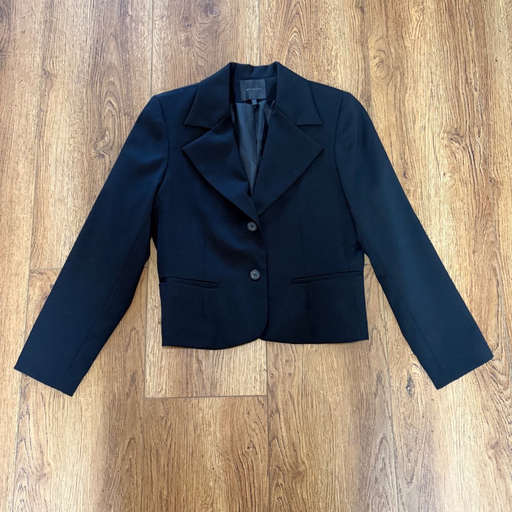 Bern & Mort Black Wool‎ Blazer Womens 8 Capsule Quiet Luxury Old Money Jacket